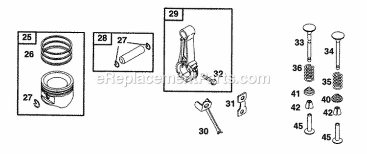 Piston Grp Diagram and Parts List for 221432-0145-05  Briggs and Stratton Engine
